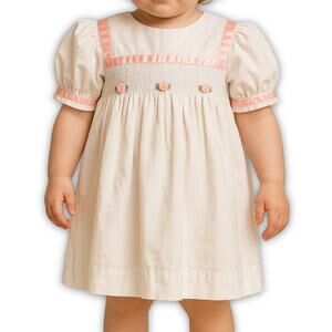 Polly Flinders Dress 4T + Vintage Rosette Smocked